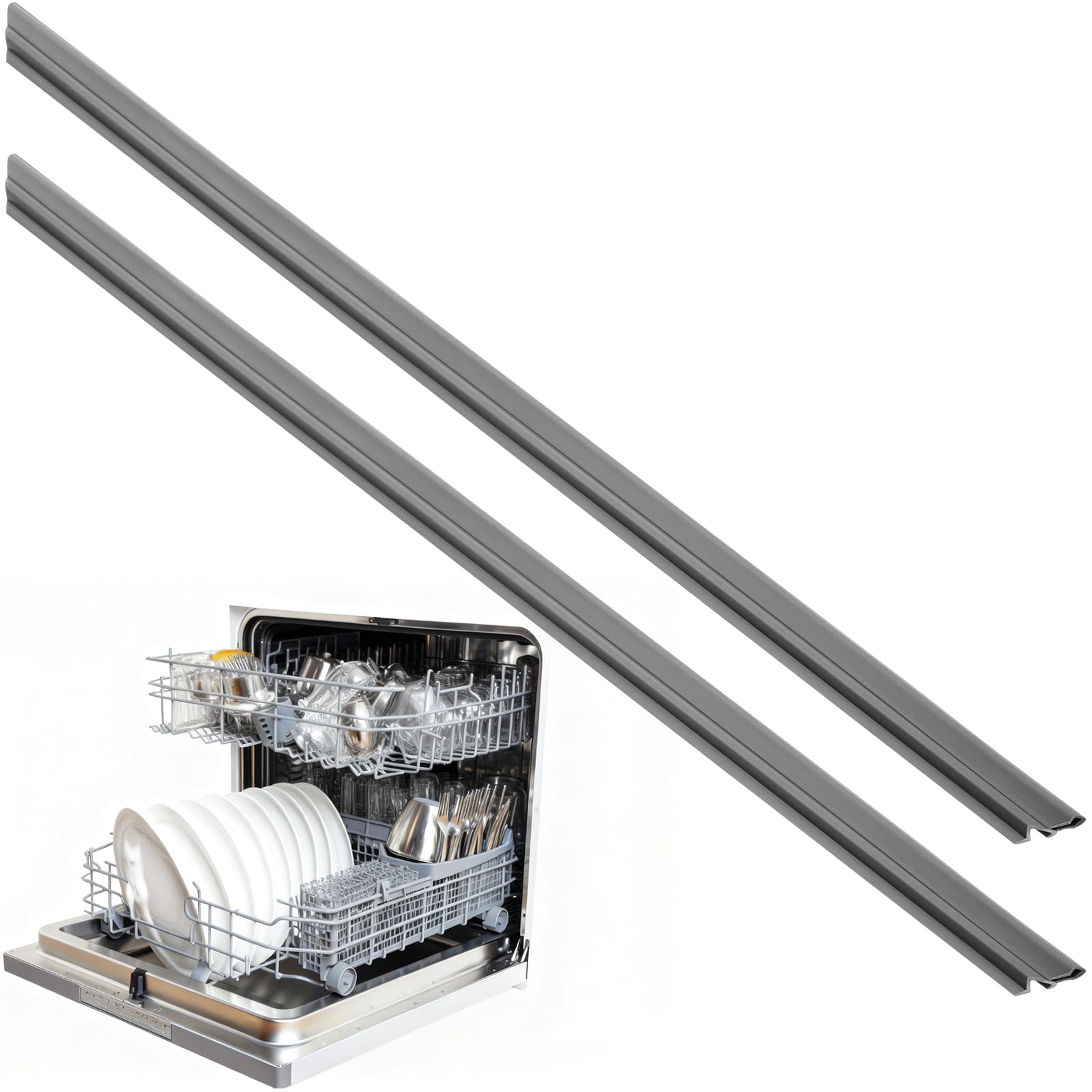 Photo 1 of Pushglossy 2 Pcs Dishwasher Door Seal Compatible with GE Hotpoint Dishwashers Plastic Door Gasket Replaces Replacement Part, 22 Inch