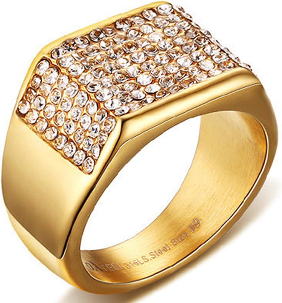 SaySure - Big Gold Color Stone Rings for Women Stainless Steel