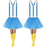 Sintege 2 Set Mardi Gras Women Tutu Costume 5 Layered Tulle Skirt Tutu Y Back Suspender Knee High Sock for Party Cosplay