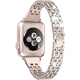 Secbolt Bling Bands Compatible with Apple Watch Band 38mm 40mm 41mm 42mm 44mm 45mm 46mm 49mm Women iWatch SE Series 11 10 9 8 7 6 5 4 3 2 1, Dressy Jewelry Metal Wristband Strap Diamond Rhinestone