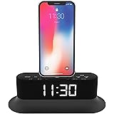 AZATOM Chronos 2 Lightning Dock Speaker for iPhone Xs Max, Xs, Xr, X, 8, 8 plus, 7plus, 7, 6s, 6, 5s, 5, 5c, SE, iPod Touch Nano - FM Radio Dual Alarm Clock - Docking station (Black)