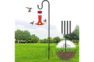 LILYVANE 78 Inch Shepherd Hooks for Outdoor, 5 Prong Base, Heavy Duty Splicing Adjustable Shepherd Hooks, Heavy Duty Feeder Pole for Hanging Flower Baskets Lantern Lights Wind Chime