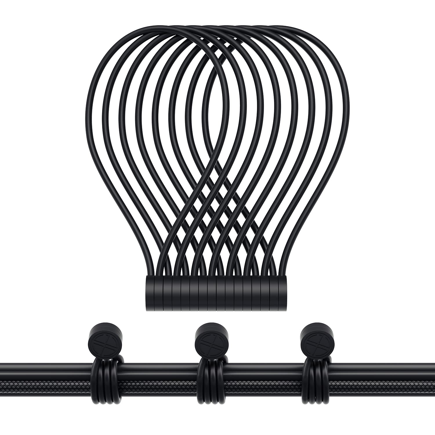 Silicone Magnetic Cable Ties, Reusable Magnetic Twist Ties with Strong Magnet Cable Straps for Bundling and Organizing, Home, Office, School (Black-8 Packs)