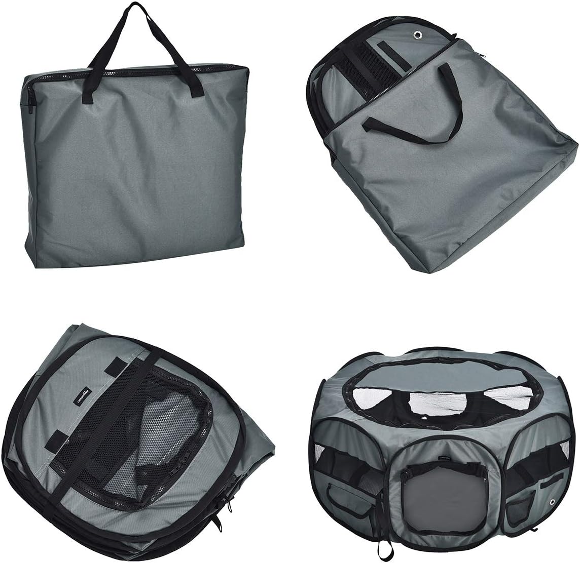 Amazon Basics Portable Soft Pet Playpen, 89 cm, Grey BigaMart