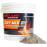 Rutland Dry Mix 211 Refractory Mortar 10 Lbs - Refractory Cement for Fire Brick Repair, High Heat Fireplace Mortar for Wood Stove, Furnace, Forge &amp; Chimney - Made in USA, Dark Gray