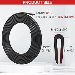 ToLanbbt Rubber Edge Trim U Channel, Self Adhesive