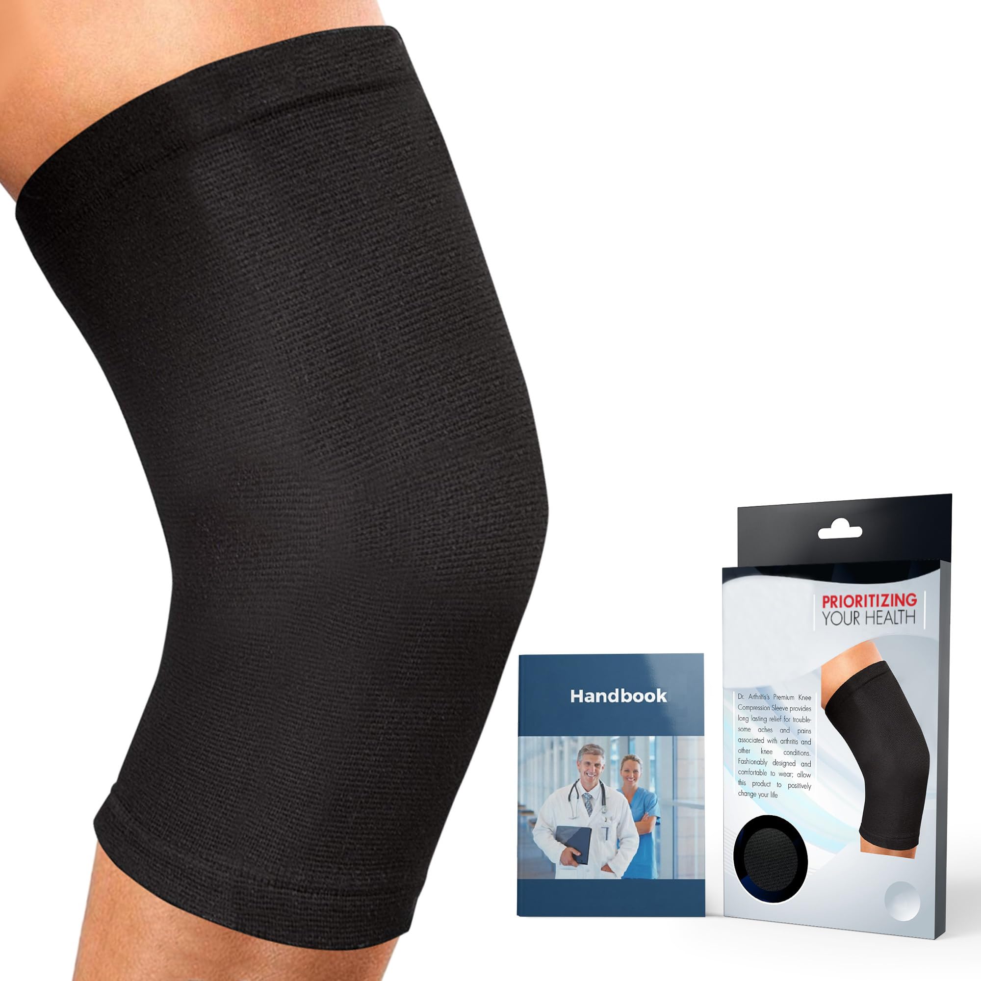 Dr.Arthritis Doctor Developed knee brace & Doctor Handbook/knee support/compression sleeve-relief for joint disease (osteo/rheumatoid), tendonitis, running & weightlifting (black, m)