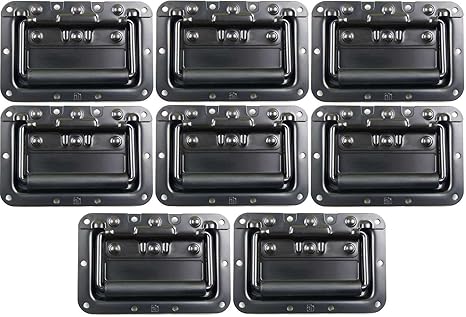 Adam Hall Hardware 34082BLK M8 AH - 8er Set Klappgriff / Kistengriff gefedert schwarz in 8 mm Einbauschale