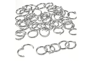 AHLTOIEX 50 Pcs Binder Rings Metal Binder Rings 0.59 Inch Small Metal for Index Cards Silver Steel Paper Plated Steel for School Home Office