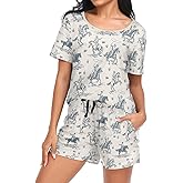 Laprad Women's Pajama Set Soft Short Sleeve 2 Piece Lounge Sleepwear Pjs Sets with Pockets