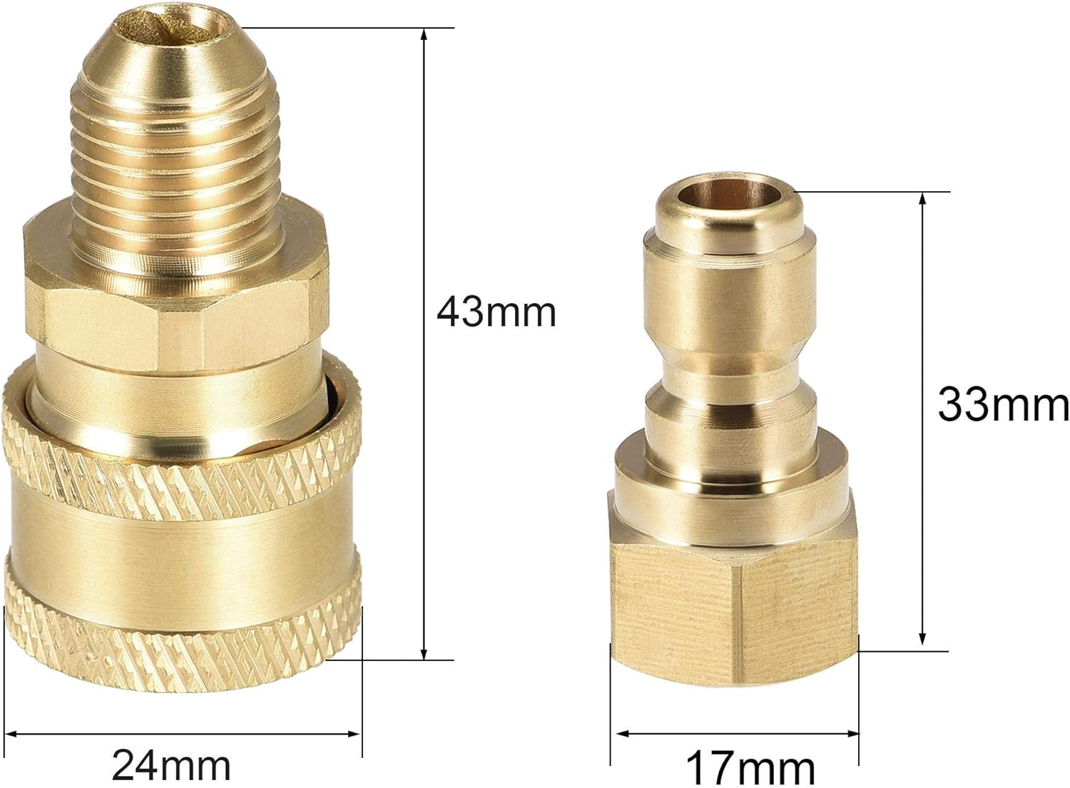sourcing map Garden Hose Brass Quick Connect Set Fittings M14x1.5 Male & Female Thread Water Hose Connectors Pressure Washer Adapter - Image 3