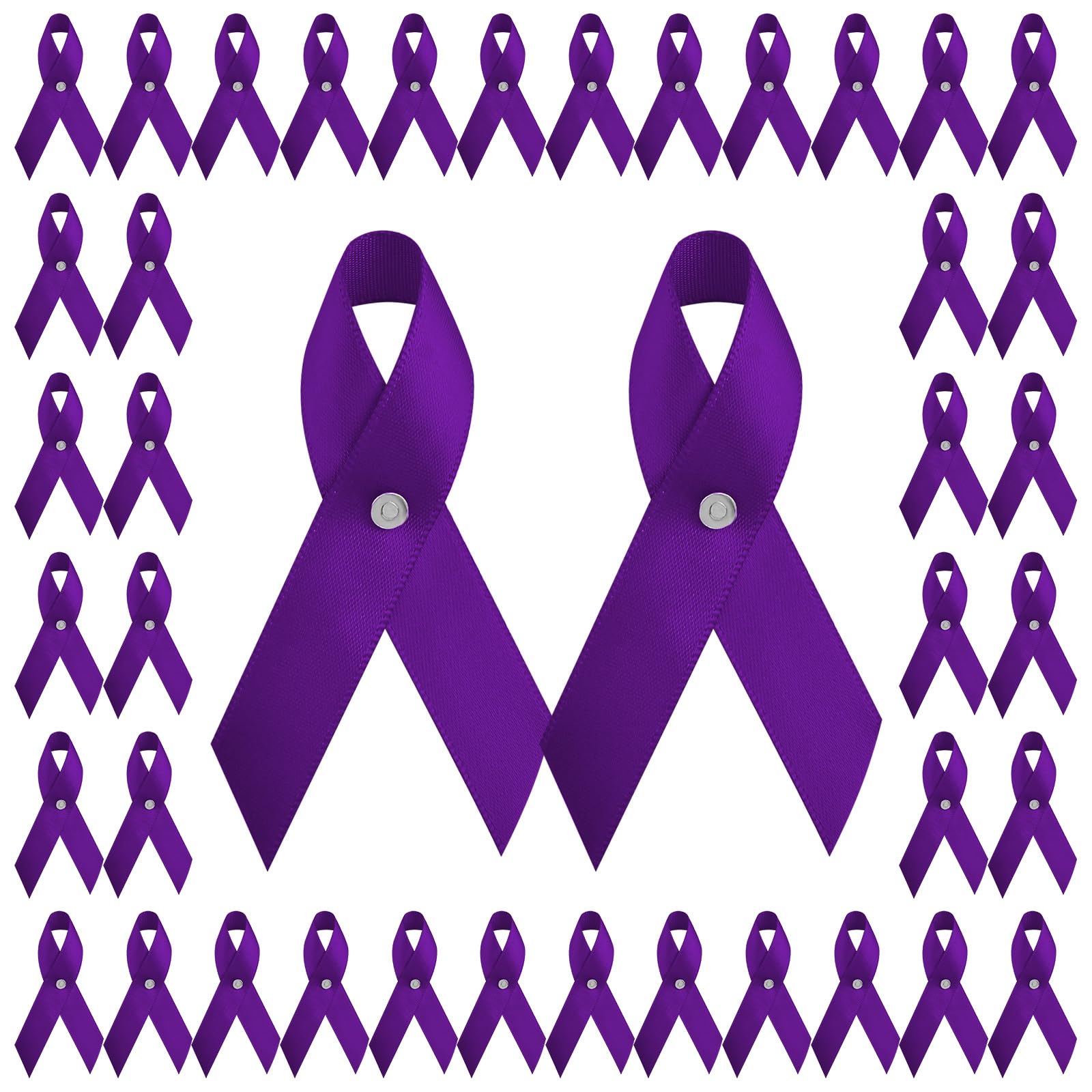 CRAFFANCY 100pcs Purple Ribbon Pins Alzheimer's Disease Awareness Badges Domestic Violence Brooch Memorial Ribbon Pins Badges for Funeral Mourning Event Bereavement Remembrance