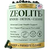 Zeolite Detox Binder 8-in-1 Clinoptilolite &amp; Activated Charcoal, Aloe 60ct | Para Liver Cleanse, Gut Health, Energy, Bloating &amp; Digestive Support - Milk Thistle, NAC, Psyllium &amp; Senna