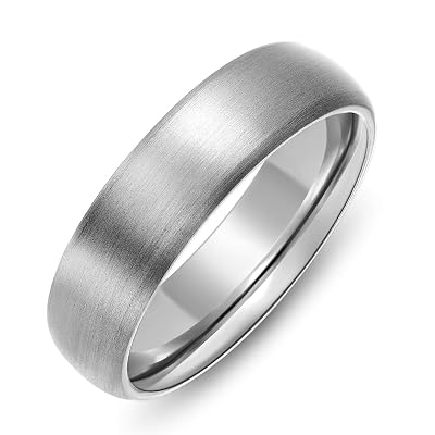 SJ Fashion 6mm Dome Brushed Plain Titanium Ring Womens Wedding Bands Comfort Fit Size 5-16