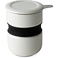 FORLIFE Curve Asian Style Tea Cup with Infuser and Lid 12 ounces, White