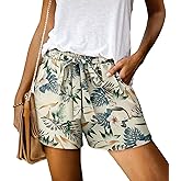 KISSMODA Womens Summer Shorts with Pockets Lightweight High Waisted Adjustable Tie Knot Loose Casual Short