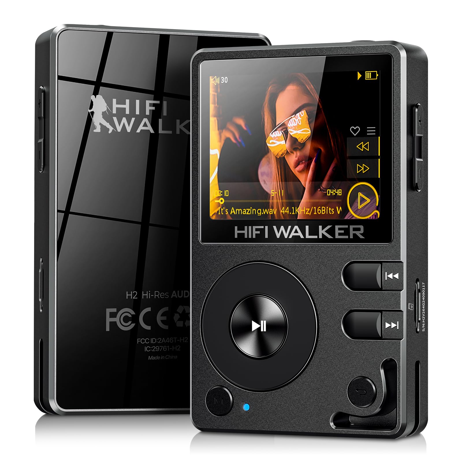 Photo 1 of HIFI WALKER H2-128GB MP3 Player Bluetooth 5.2 Hi Res Music Player Flac Digital DSD Lossless Audio Player High Resolution Portable DAP Player, Two-Way Bluetooth, 512GB SD Card+Expandable Memory
