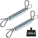 Porch Swing Springs Heavy Duty 700 Lb Capacity Each Hanging Chair Spring Stainless Steel Kit - 2 Springs, 4 Snap Hook Carabiners, 2 Safty Steel Wire for Swinging Porch, Swing Chair, Garden Hammocks
