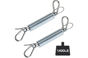 TAUUIO Porch Swing Springs Heavy Duty 700 Lb Capacity Each Hanging Chair Spring Stainless Steel Kit - 2 Springs, 4 Snap Hook Carabiners, 2 Safty Steel Wire for Swinging Porch, Swing Chair, Garden Hammocks