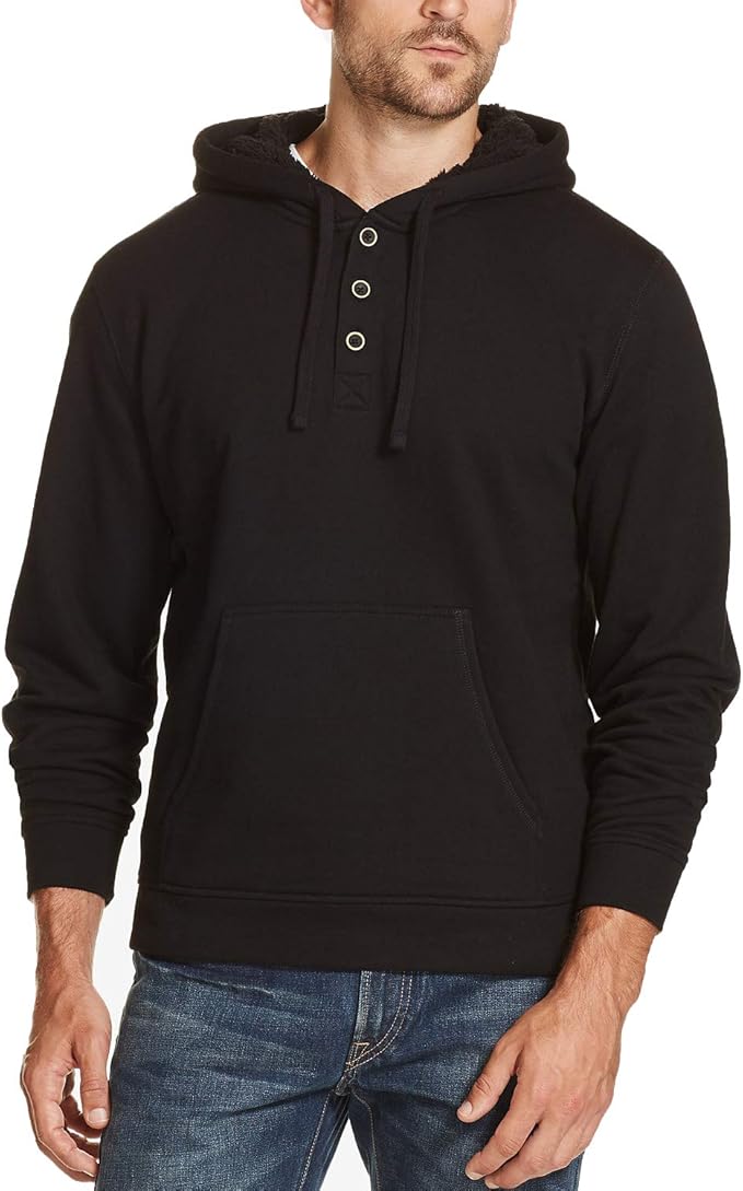 Weatherproof Vintage Men's RegularFit 1/4Button Hoodie (Black, XX