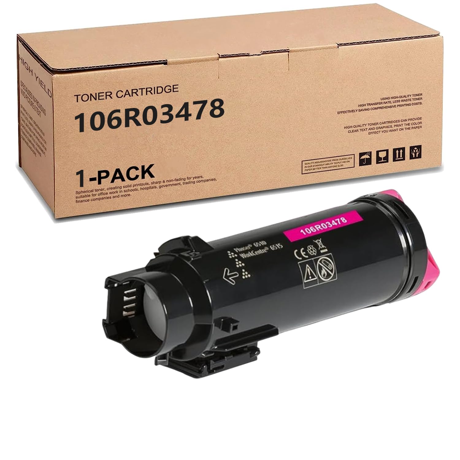 Photo 1 of 106R03478-Phaser 6510/WorkCentre 6515 Magenta Toner Cartridge Compatible for Xerox Phaser 6510/ Workcentre 6515 High Capacity Toner-Cartridge