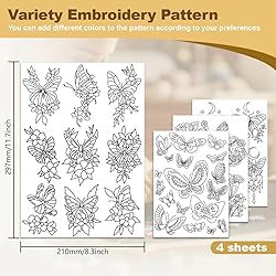 DOODLREAM 36Pcs Butterfly 4 Sheets Water Soluble