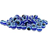 Mandala Crafts Turkish Blue Evil Eye Beads 8mm for Jewelry Making - 150 Round Hamsa Greek Eye Beads for Charms, and Dreamcatchers