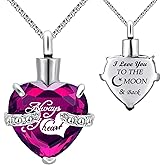 YOUFENG Urn Necklaces for Ashes Always in My Heart Heart Cremation Jewelry Memorial Pendant Birthstone Necklace