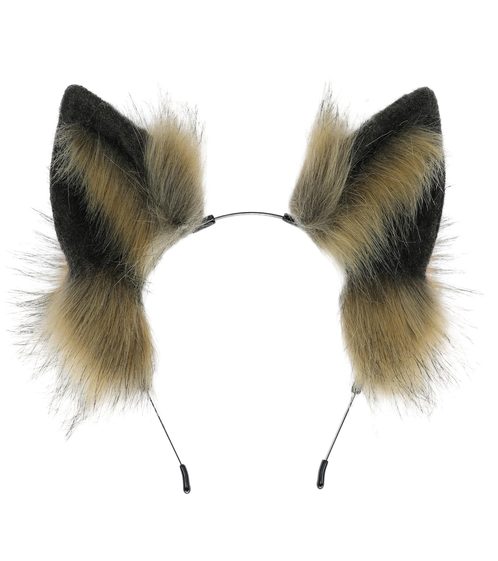 Dodheah Wolf Ears Headband Fox Cat Ears Hairband Animal Cosplay Headwear Halloween Christmas Costume Accessories Brown black