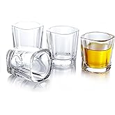 QUAFFER Square Shot Glasses Heavy Base 2oz (Set of 4) – Modern Shot Glass – Classic Whisky Vodka Tequila Sherry Brandy Cordial Mini Snifters Glasses - Perfect for Parties, Bars, Events, Home Bar