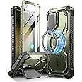 i-Blason Armorbox for Samsung Galaxy S24 Ultra Case MagSafe with Camera Cover Stand [Support Wireless Charger] 360 Full-Body Case with Screen Protector & Kickstand Phone Case for S24 Ultra, Green