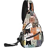 FyLybois Cat Sling Bag for Women Crossbody Backpack Lightweight Chest Daypack Fashion Shoulder Bags for Travel Hiking Biking