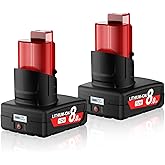 2Pack 12V 8000mAh Lithium Replacement Battery Compatible with Milwaukee M12 48-11-2411 48-11-2420 48-11-2401 48-11-2402 48-11