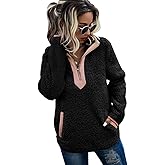 AQOTHES Womens Loose Casual Zipper Sherpa Fleece Pockets Pullover Sweatshirt for Women