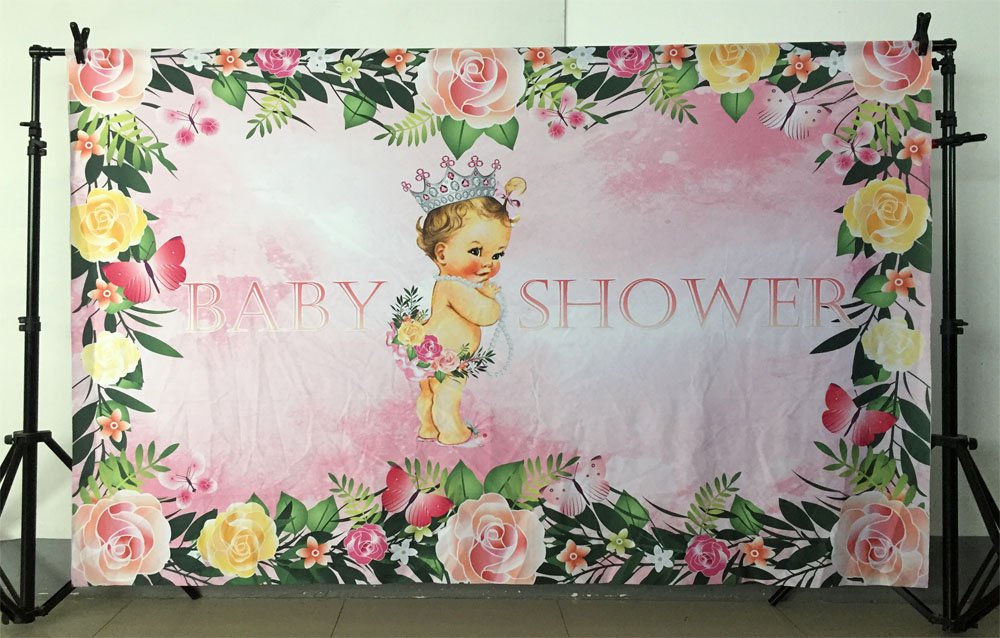 MEHOFOTO Baby Shower Photo Studio Booth Background Pink Flowers
