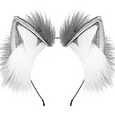 BNLIDES Handmade Fur Fox Wolf Cat Ears Headwear Adult Cosplay Costume Accessories for Halloween