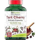 tnvitamins Tart Cherry Capsules 12,000 mg Per Serving - 180 Count | Ultra-Potent Tart Cherry Extract Capsules | Joint, Sleep, & Recovery Support* | High in Antioxidants | Non-GMO | Made in The USA!