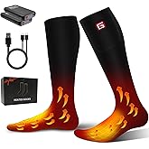 Heated Socks for Men Women - Rechargeable, Washable, Battery Heated Electric Socks Up to 10 Hours with 3 Heating Levels for Hunting, Camping, Hiking, Skiing, Fishing, Cycling, Outdoor Work
