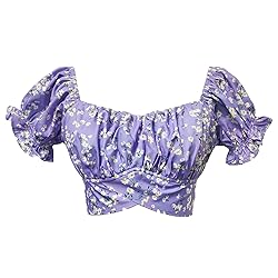 COOUFE Women's Crop Tops Ruffle Short Sleeve Tie