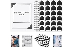 GOONAVI 360 Pcs Black Photo Corners with Portable Notebook Design,15 Sheets Acid-Free Self-Adhesive Scrapbook Stickers for Travel Journal, Wedding Album, Memory Book, DIY Crafting