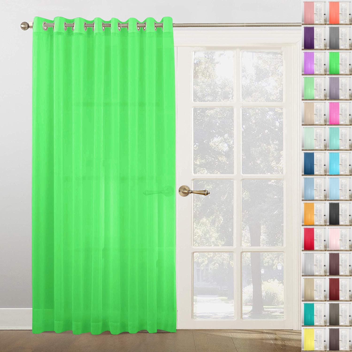 Megachest Woven Voile super wide metallic ring top Curtain 1 Panel (Green, 116" wide X 90" drop)