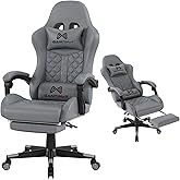Gamtimer Gaming Chair, 400 lbs Adult Chair, High Back Computer Chair with Footrest and Linked Armrests, Office Video Game Chair with Lumbar Support (Grey)