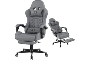 Gamtimer Gaming Chair, 400 lbs Adult Chair, High Back Computer Chair with Footrest and Linked Armrests, Office Video Game Chair with Lumbar Support (Grey)