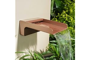Aquadock 304 Stainless Steel Outdoor Garden Waterfall Spout, Water Fountain Spillway Made Exquisite Handcrafted for Landscape Decors, Patios, Pools, Courtyards, Water Walls (Brown Powder Coating)