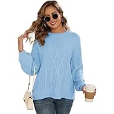 Outfeel Women's Cable Knit Crewneck Sweaters 2025 Fall Winter Long Sleeve Casual Chunky Knit Sweater Pullover Top S-XL
