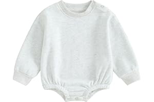 Gueuusu Newborn Warm Sweatshirt Romper Baby Boy Girl Solid Crewneck Long Sleeve Fleece Sweater Bodysuit Thick Winter Clothes