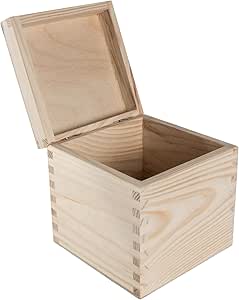 Caja de madera cuadrada pequeña con tapa - Amazon