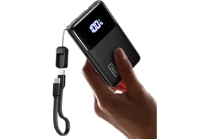 INIU Power Bank, Fast Charging 45W Mini Portable Charger 10000mAh, Phone Chargeur Portatif with USB C Cable&Stand&Flashlight,