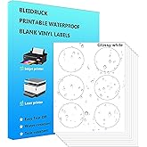 Glossy White 3" Round Labels 90 pcs Circle Stickers Waterproof Vinyl Sticker Paper Dries Quickly for Inkjet Printer or Laser Printer-15 Sheets