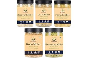 HDC Siridhanya Unpolished Millets Combo Pack | Kodo, Little, Barnyard, Foxtail and Brown top | Gluten - Free | Non - GMO | So